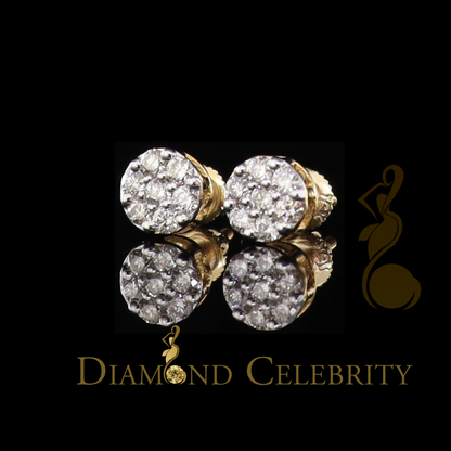 DiamondCelebritees0.50 CT Real Diamond with 10K Real Yellow Gold with Round Stud Earrings