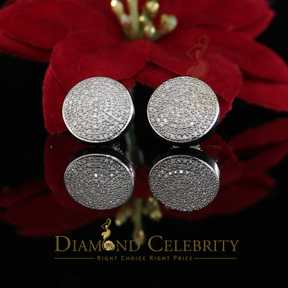DiamondCelebritees 925 Sterling Silver White Hip Hop 0.66ct Diamond Men's/ Women's Stud Earrings