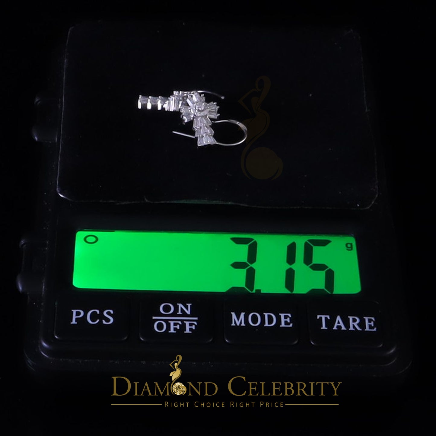 Diamondcelebritees 1.00ct Moissanite White 925 Silver Women's Dangling Cross Fish Hook Earrings