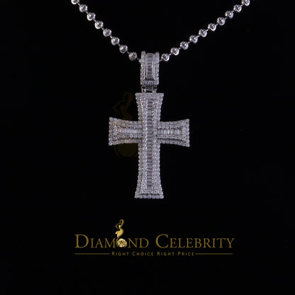 Diamondcelebritees  925 White Sterling Silver 2.25ct VVS D Clr. Moissanite Cross Pendant for Women's