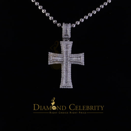 Diamondcelebritees  925 White Sterling Silver 2.25ct VVS D Clr. Moissanite Cross Pendant for Women's