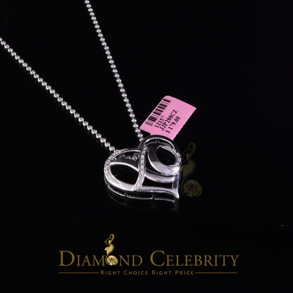 DiamondCelebritees White 925 Sterling Silver Heart and XO Shape Pendant 0.21ct Cubic Zirconioa