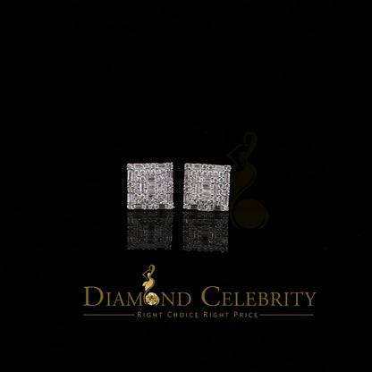 DiamondCelebritees  925 Sterling Yellow 0.72ct Silver Cubic Zirconia Hip Hop Women's Square Earrings