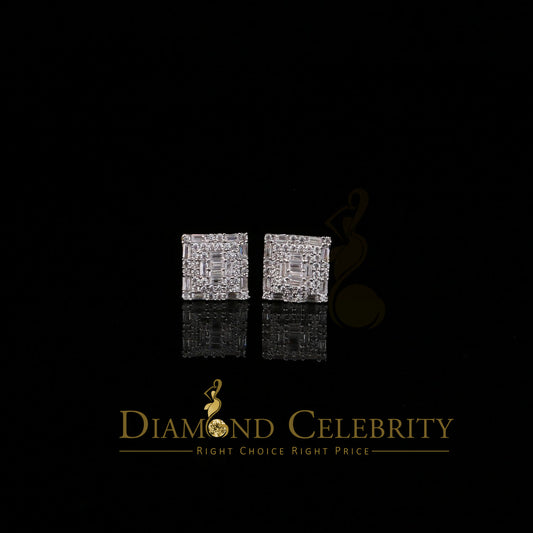 DiamondCelebritees  925 Sterling Yellow 0.72ct Silver Cubic Zirconia Hip Hop Women's Square Earrings