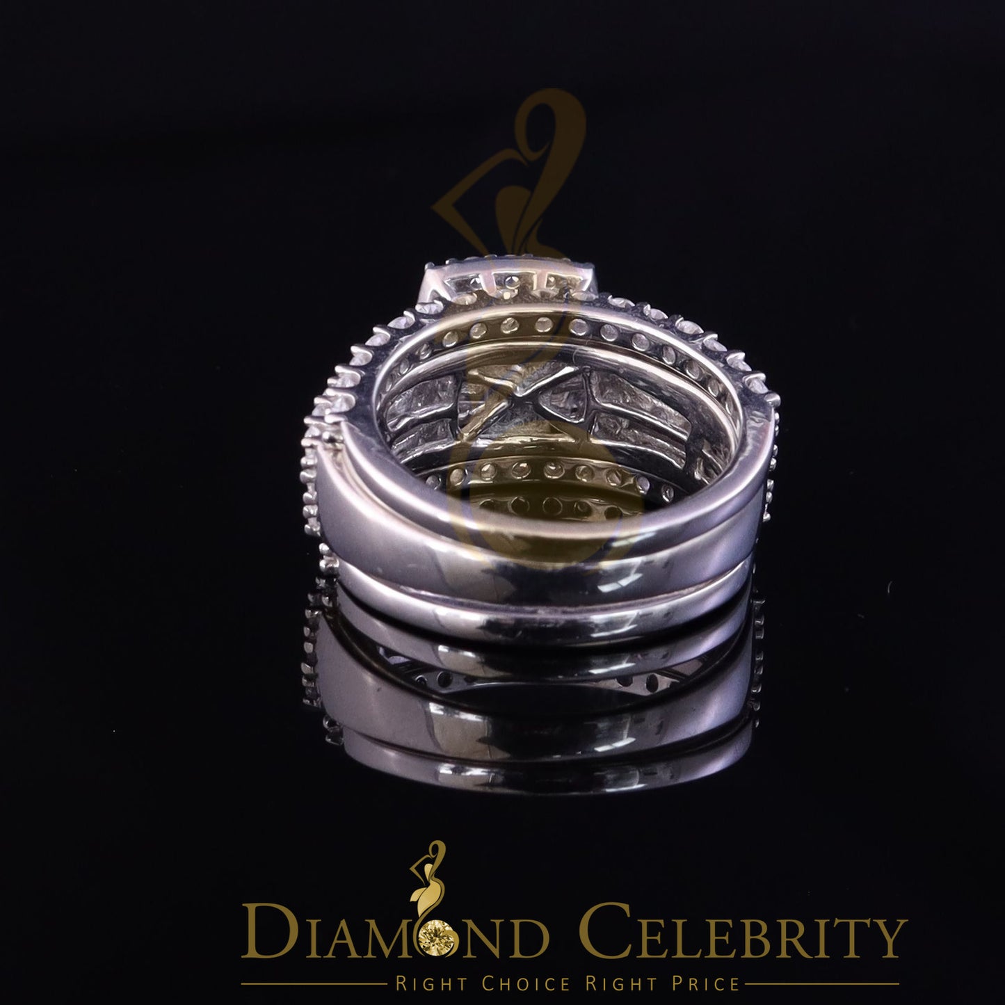 DiamondCelebritees 6.56ct Cubic Zirconia White 925 Silver Wedding 3PC Bridal Womens Ring Size 8