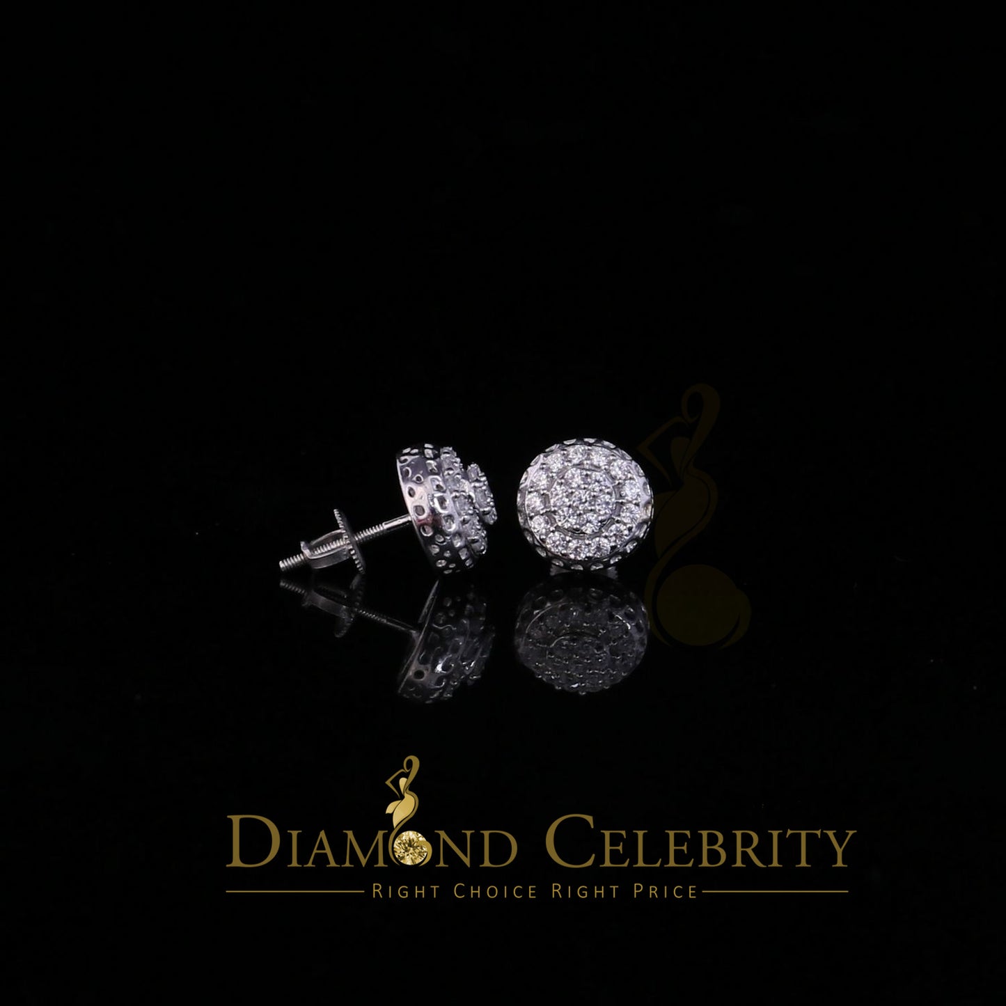 DiamondCelebritees  3.45ct Cubic Zirconia 925 White Silver Women's & Men's Hip Hop Round Earrings