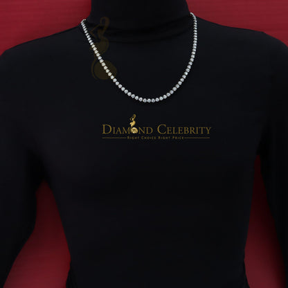 DiamondCelebritees 925 Silver White 20ct Moissanite Tennis Men's Necklace size 22inch & Width 6mm
