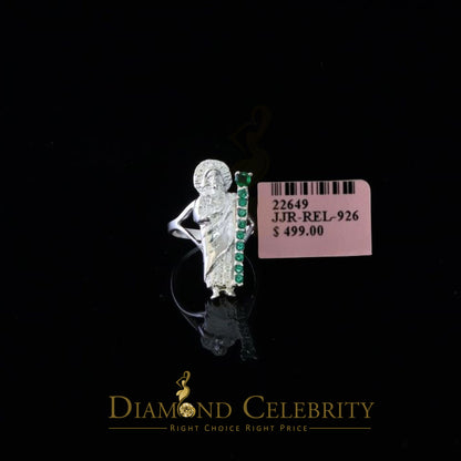 DiamondCelebritees Religious White 925 Sterling Silver Cubic Zirconia St.Jude Women's Ring Size 8.5