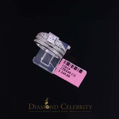 DiamondCelebritees White Sterling Silver Square Cubic Zirconia 1.11ct Womens Fashion Ring Size 7