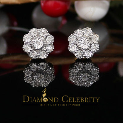 DiamondCelebritees 0.10ct Diamond 925 Sterling Silver Yellow Floral Earrings For Men's & Women's