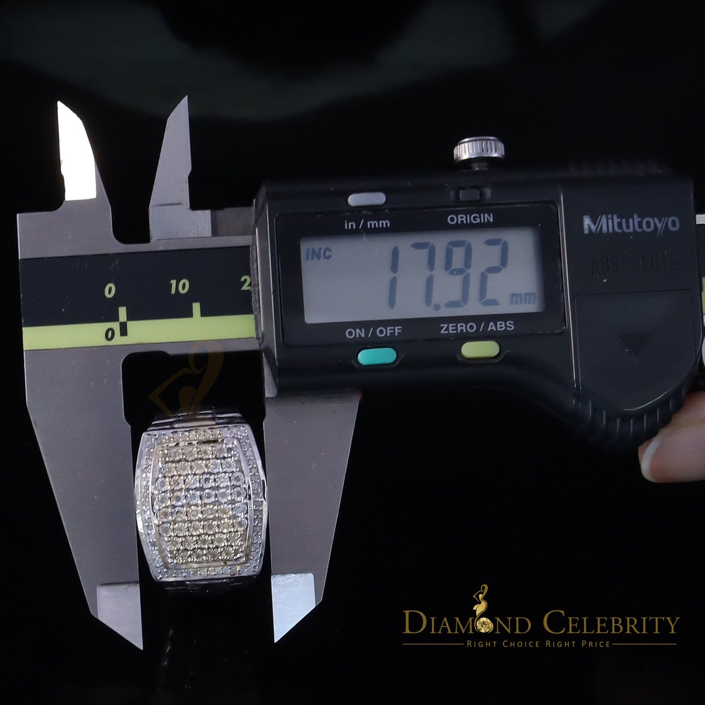 Big Mirage Set Rectangle 0.40ct Real Diamond 925 White Silver Mens Ring Size 10
