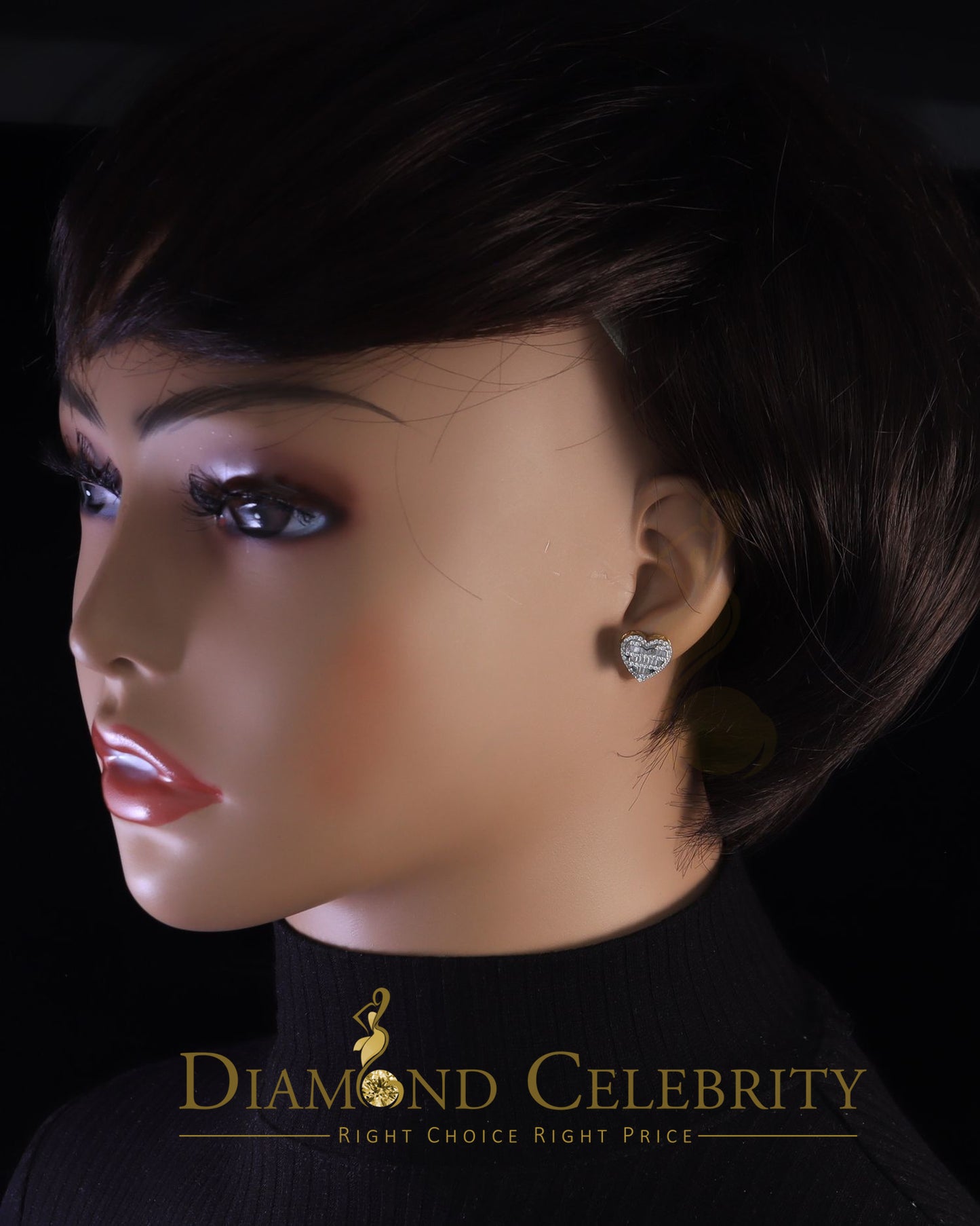 DiamondCelebritees  925 Yellow Sterling Silver 1.48ct Cubic Zirconia Men's & Women's Heart Earrings