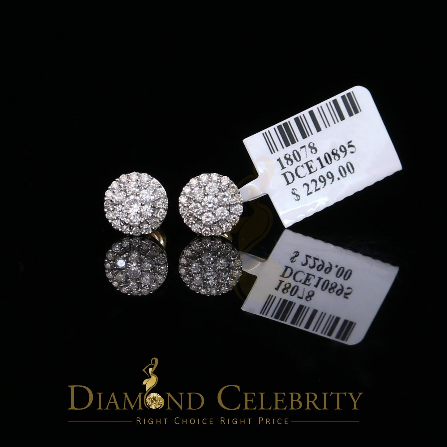 DiamondCelebritees Beautiful 10K Real Yellow Real Diamond 0.55CT Men's/Women's Stud Round Earring