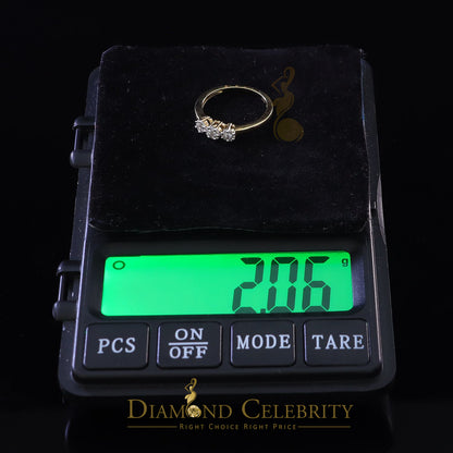 DiamondCelebritees 925 Yellow Silver Cubic Zirconia 1.25 ct Past Present Future Women's Ring Size 7