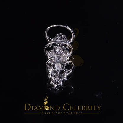 DiamondCelebritees 925 Sterling Silver 4.00ct Cubic Zirconia White Large Flower Womens Ring Size 6