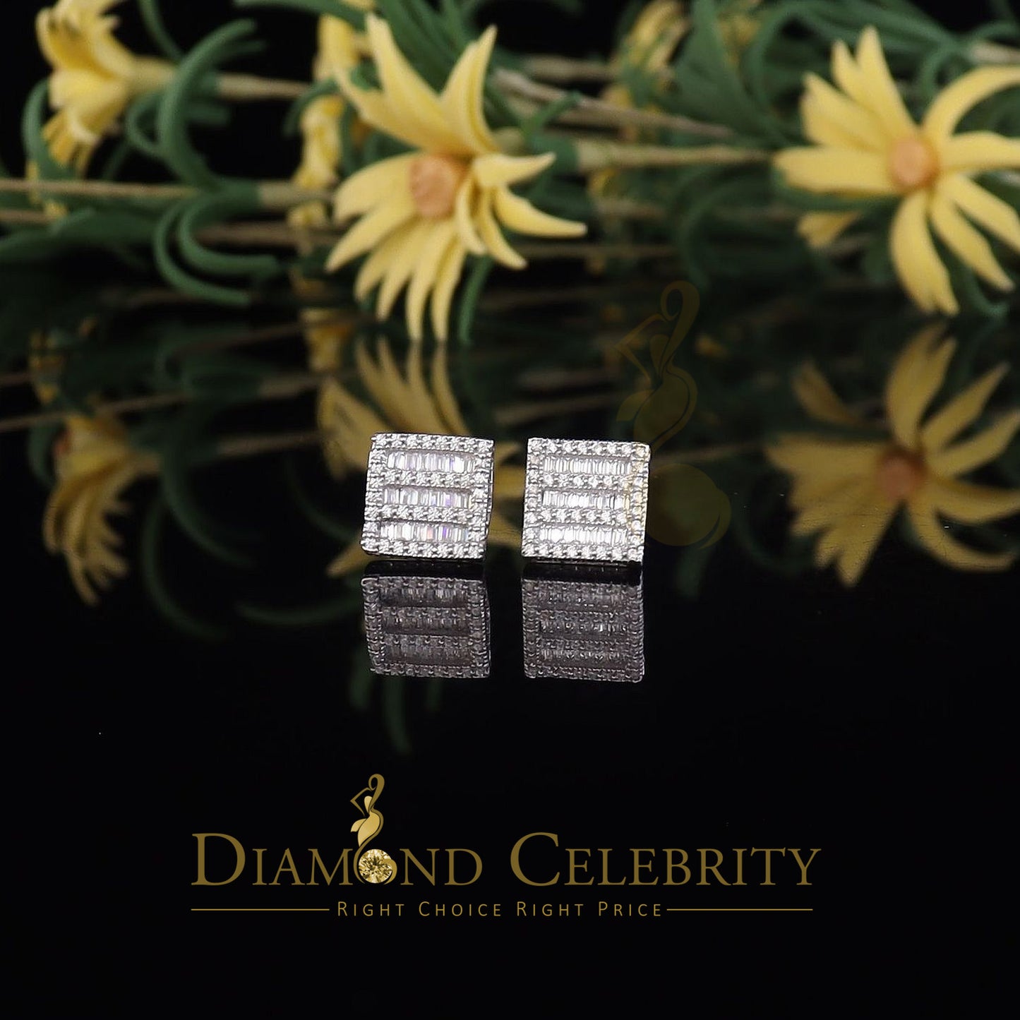 DiamondCelebritees  Hip Hop Screw Back White Silver 2.07ct Cubic Zirconia Women's & Men's Earrings