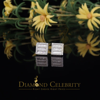 DiamondCelebritees  Hip Hop Screw Back White Silver 2.07ct Cubic Zirconia Women's & Men's Earrings