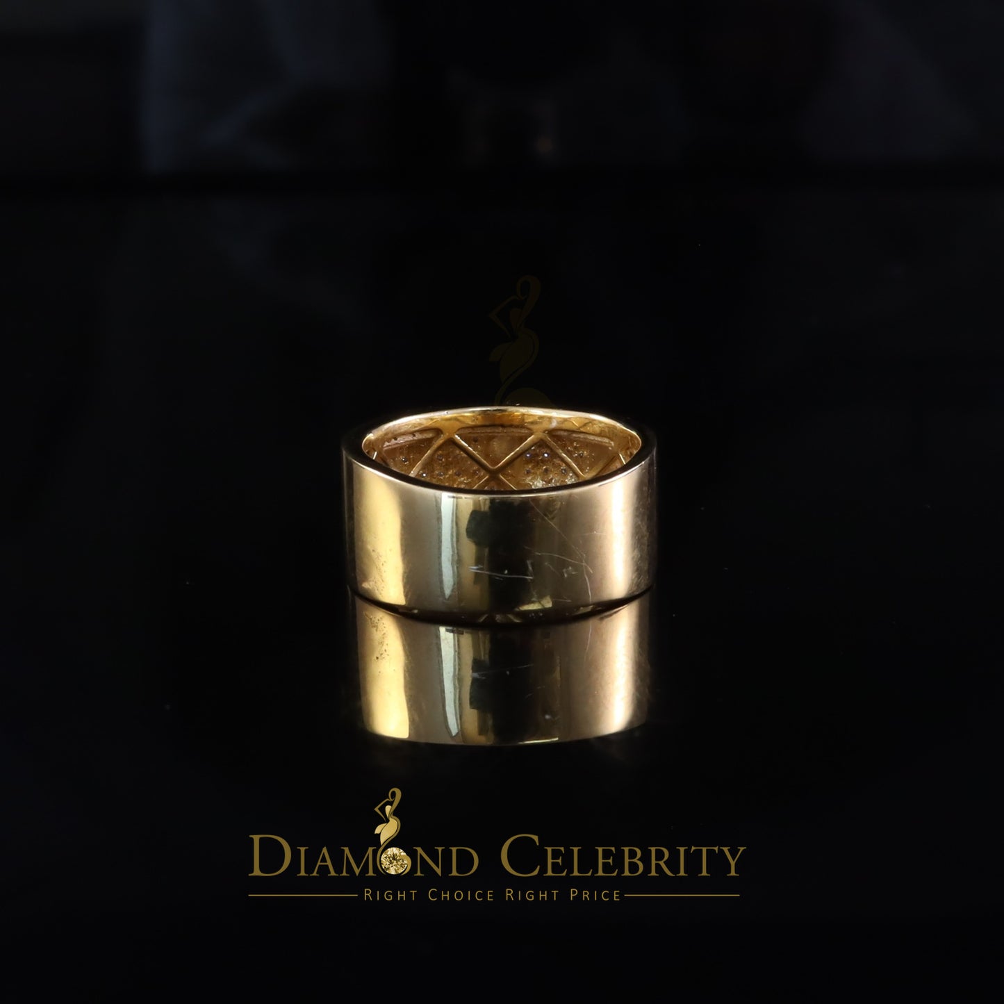 DiamondCelebritees Trendy Micro 0.33ct Real Diamond Men's 925 Silver Yellow Band Style Ring Sz 10