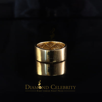 DiamondCelebritees Trendy Micro 0.33ct Real Diamond Men's 925 Silver Yellow Band Style Ring Sz 10