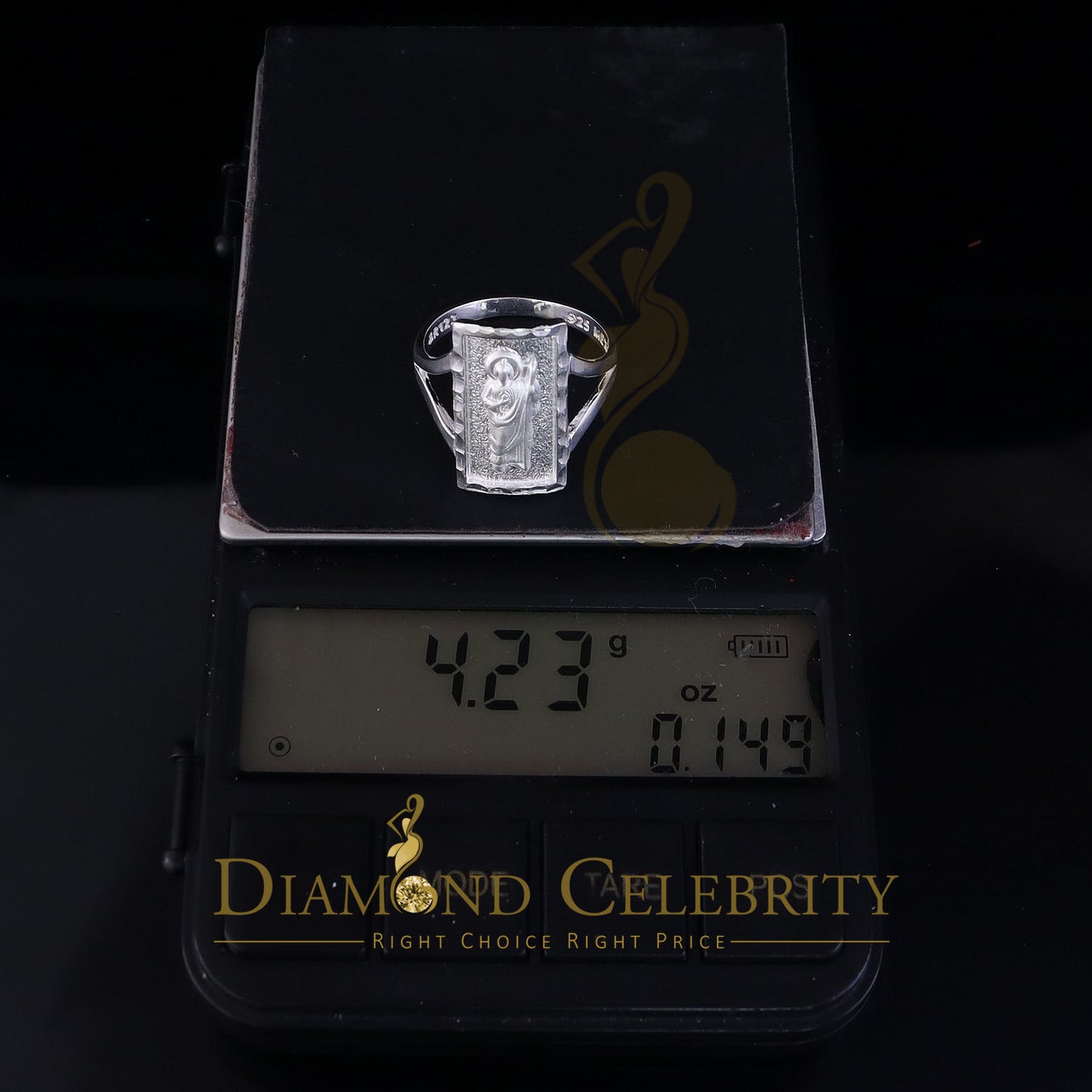 DiamondCelebritees Catholic White 925 Sterling Silver St Jude Fancy Women's Religious Ring SZ 9.5