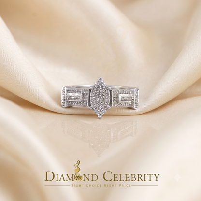 DiamondCelebritees 925 Silver White Engagement Womens Pear Shape Ring Size 7 With 0.33CT Diamond