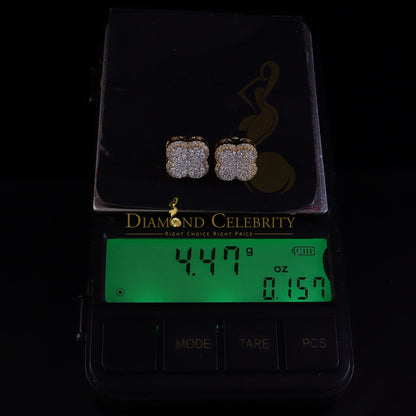 DiamondCelebritees New 1.00ct 925 Sterling Silver Yellow Moissanite Clover Stud Earrings For Women