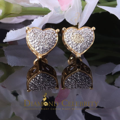 DiamondCelebritees 0.10ct Diamond 925 Yellow Silver for Men's & Womens Stud Heart Cluster Earring