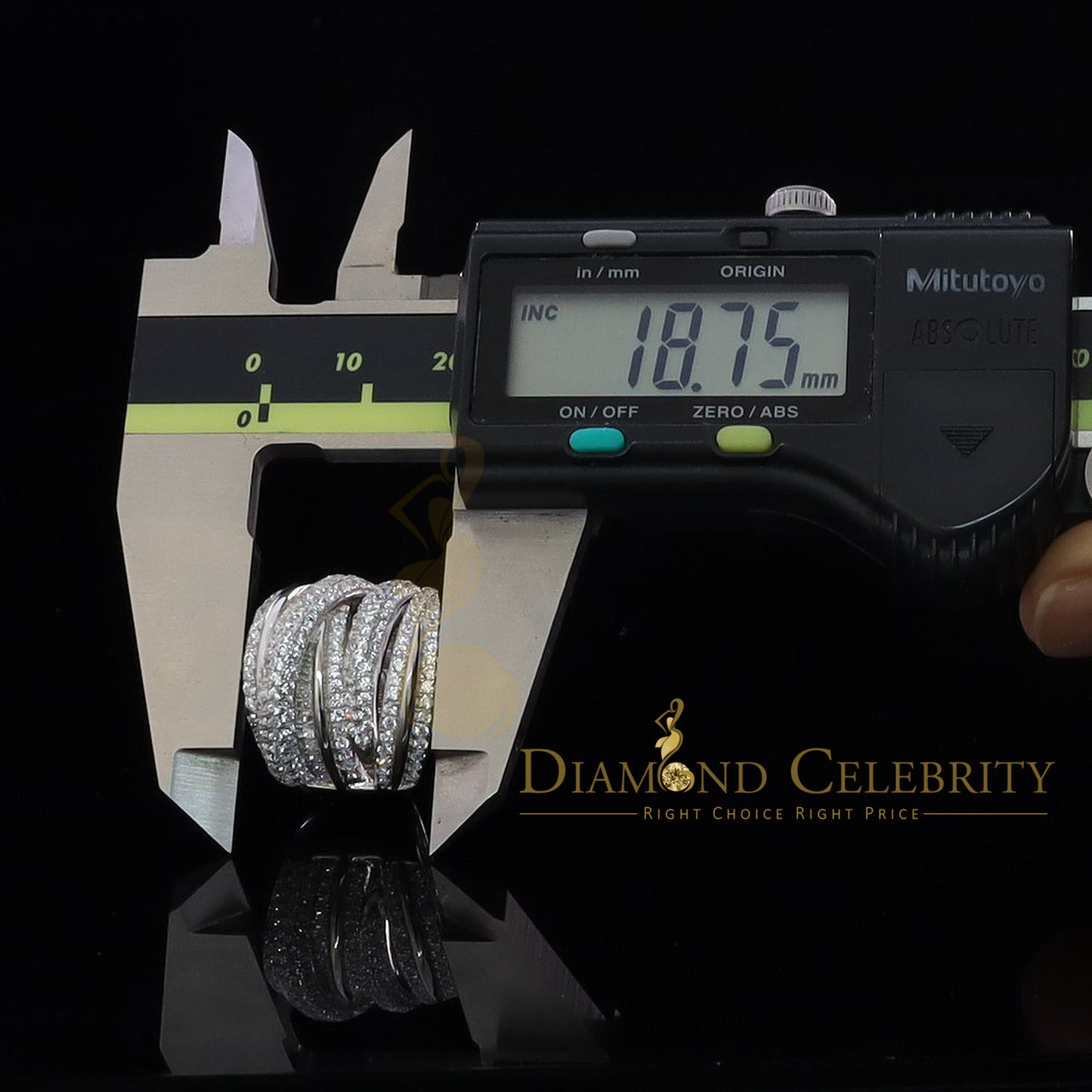 DiamondCelebritees 925 White Sterling Silver 2.50ct Multi -Rows Cubic Zirconia Women's Ring Size 7