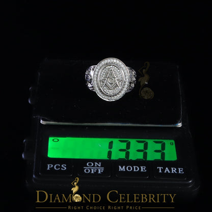 DiamondCelebritees 925 Silver White 1.75ct Cubic Zirconia Oval Wide Band Cocktail Men's Ring SZ 10