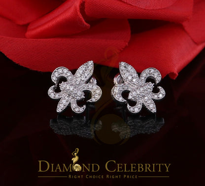 DiamondCelebritees  Fleur de Lis White 925 Silver Screw Back 0.96ct Cubic Zirconia Women's Earrings