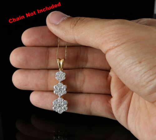 DiamondCelebritees Tripple Flower Shape Yellow 925 Sterling Silver Pendant 5.83ct Cubic Zirconia