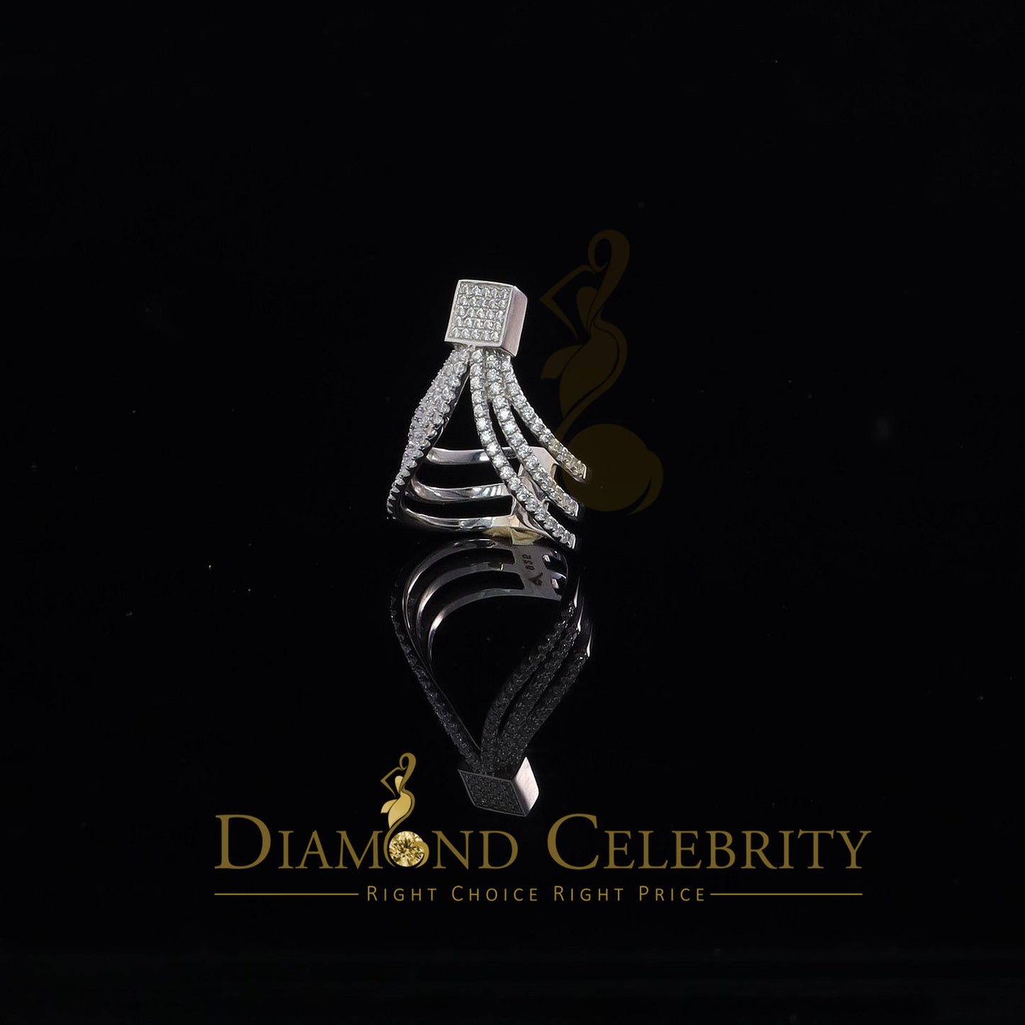 DiamondCelebritees 925 Sterling 1.50ct Cubic Zirconia White Silver Cocktail Womens Ring Size 6.