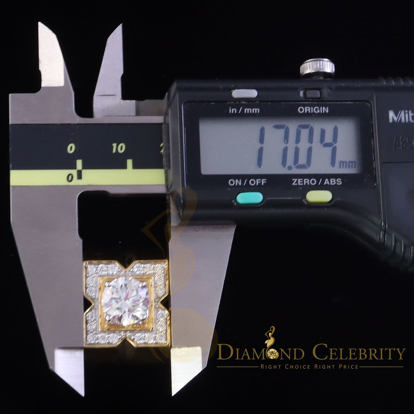 DiamondCelebritees 4.50ct Cubic Zirconia Yellow 925 Silver Men's Adjustable Ring SZ From 9 to 11