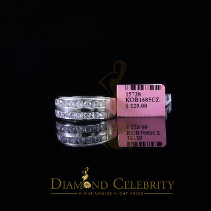 DiamondCelebritees Sterling White Silver Round 3.42ct Cubic Zirconia Round Men's Ring Size 10