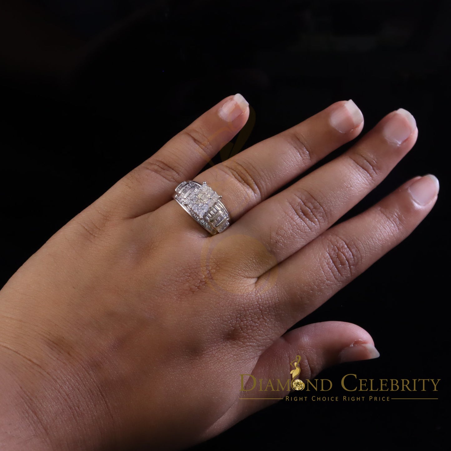 DiamondCelebritees 925 White Sterling Silver Cubic Zirconia 2.80ct Cinderella Womens Ring Size 7