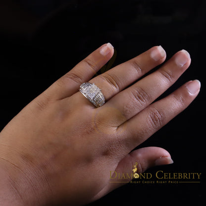 DiamondCelebritees 925 White Sterling Silver Cubic Zirconia 2.80ct Cinderella Womens Ring Size 7