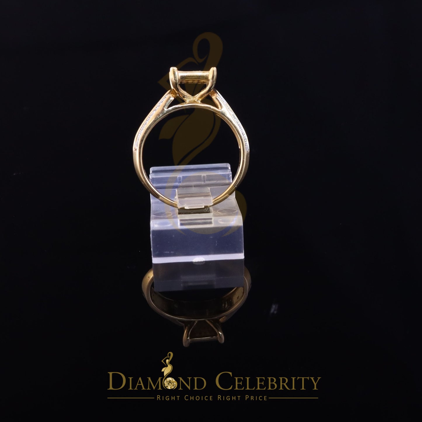 DiamondCelebritees 0.12CT Real Diamond 925 Sterling Yellow Silver Womens Square Fashion Ring Size 7