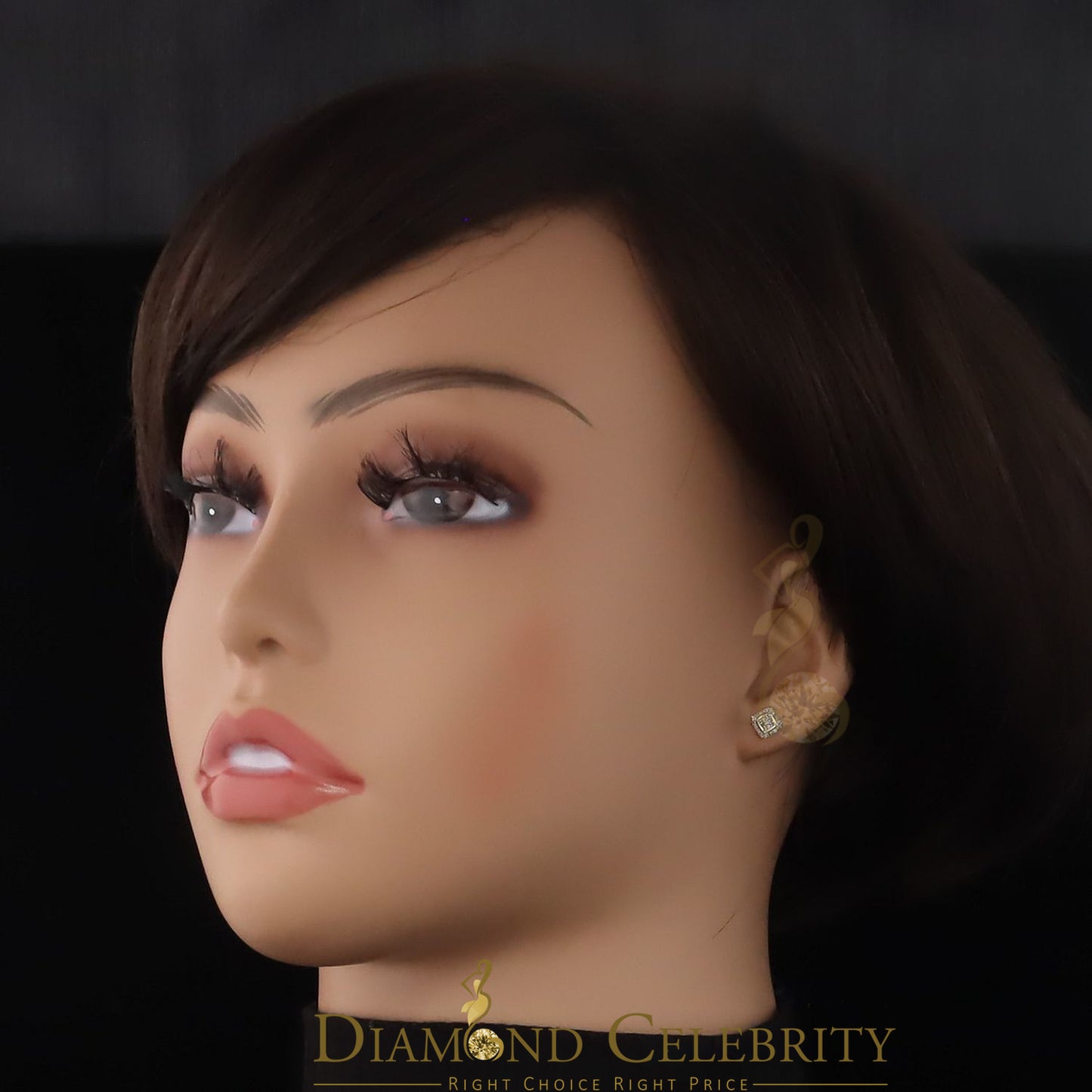 DiamondCelebritees 0.10ct Diamond 925 Sterling Silver Yellow Square Earring For Men's / Women's