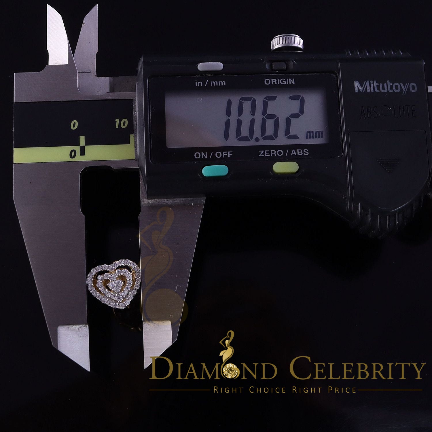 DiamondCelebritees  1.07ct Cubic Zirconia 925 Yellow Silver Women's & Men's Hip Hop Heart Earrings