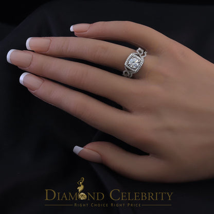DiamondCelebritees Sterling Silver Square Cubic Zirconia 1.80ct Bridal White Womens Ring Size 7