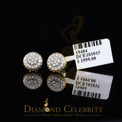 DiamondCelebritees 10K Real Yellow Gold with 0.33 CT Real Diamond Round Stud Earrings