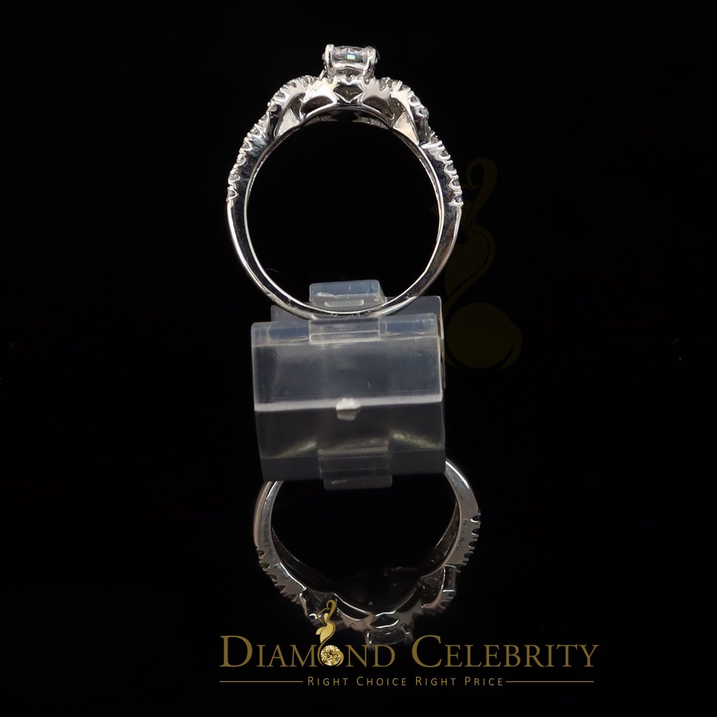 DiamondCelebritees 925 Women's White Silver 3.0ct CZ Centre 0.50ct Round Engagement Ring SZ 7