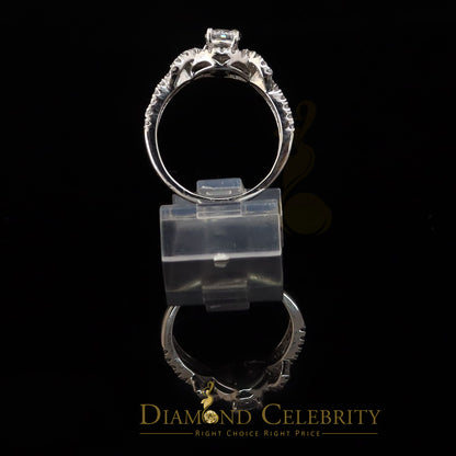 DiamondCelebritees 925 Women's White Silver 3.0ct CZ Centre 0.50ct Round Engagement Ring SZ 7