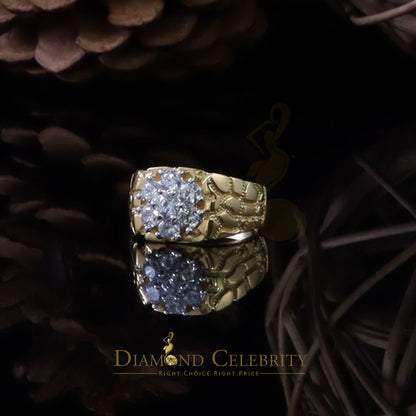 DiamondCelebritees 925 Yellow Sterling Silver 2.34ct Cubic Zirconia Promise Flower Ring Size 9