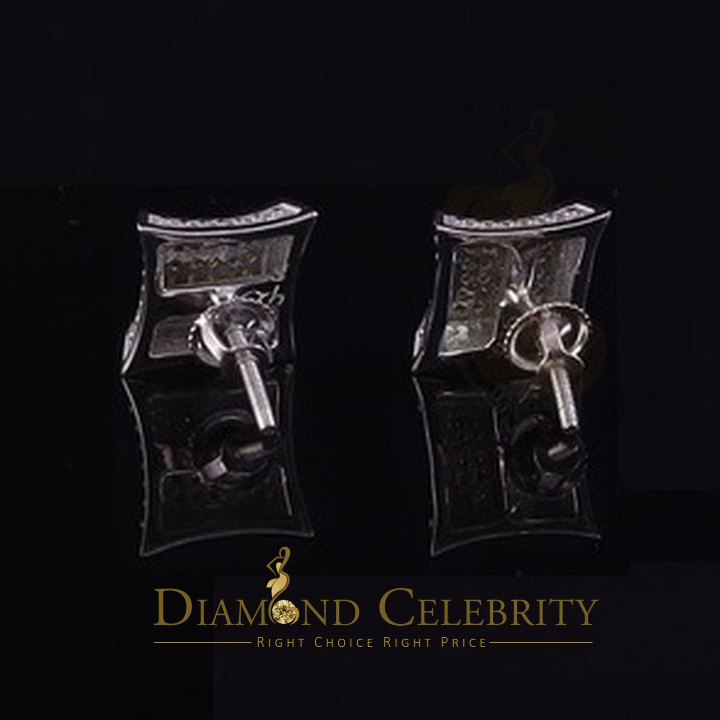 DiamondCelebritees Kite Shape 0.15ct Genuine Yellow Diamond 3D Earring 925 Sterling White Silver