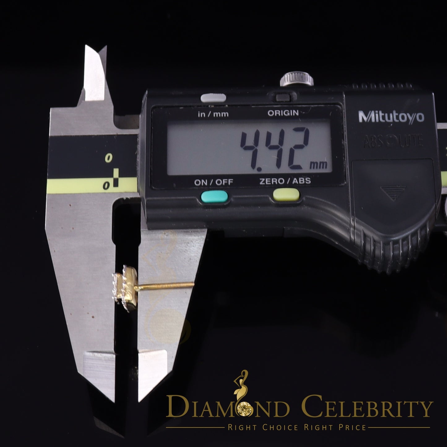 DiamondCelebritees 0.75 CT Real Diamond with 10K Real Yellow Gold Square Stud Earrings