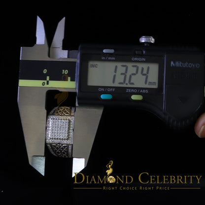 DiamondCelebritees 925 Silver White 1.25ct Cubic Zirconia Wide Square Engagement Men's Ring Size 10