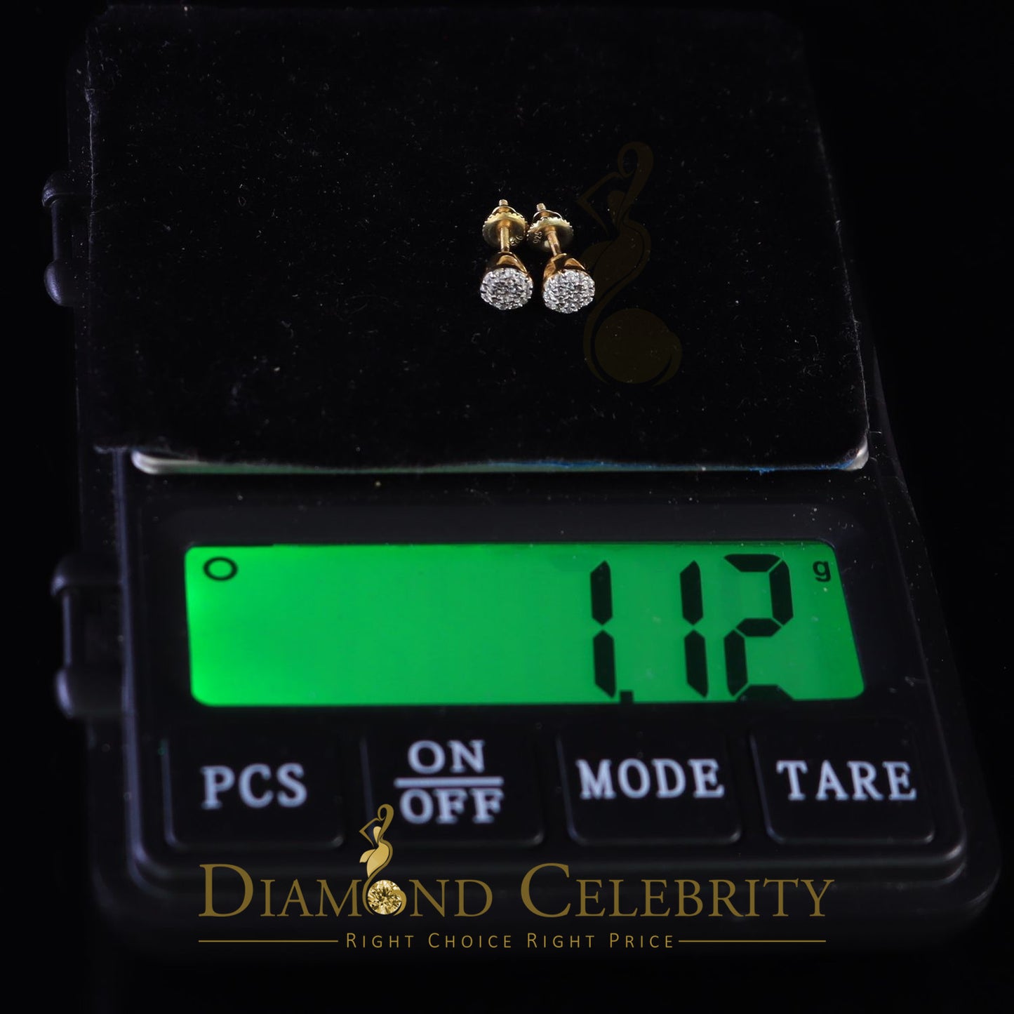 DiamondCelebritees  0.30ct Cubic Zirconia 925 Yellow Silver Aretes Para Hombre Women Round Earrings