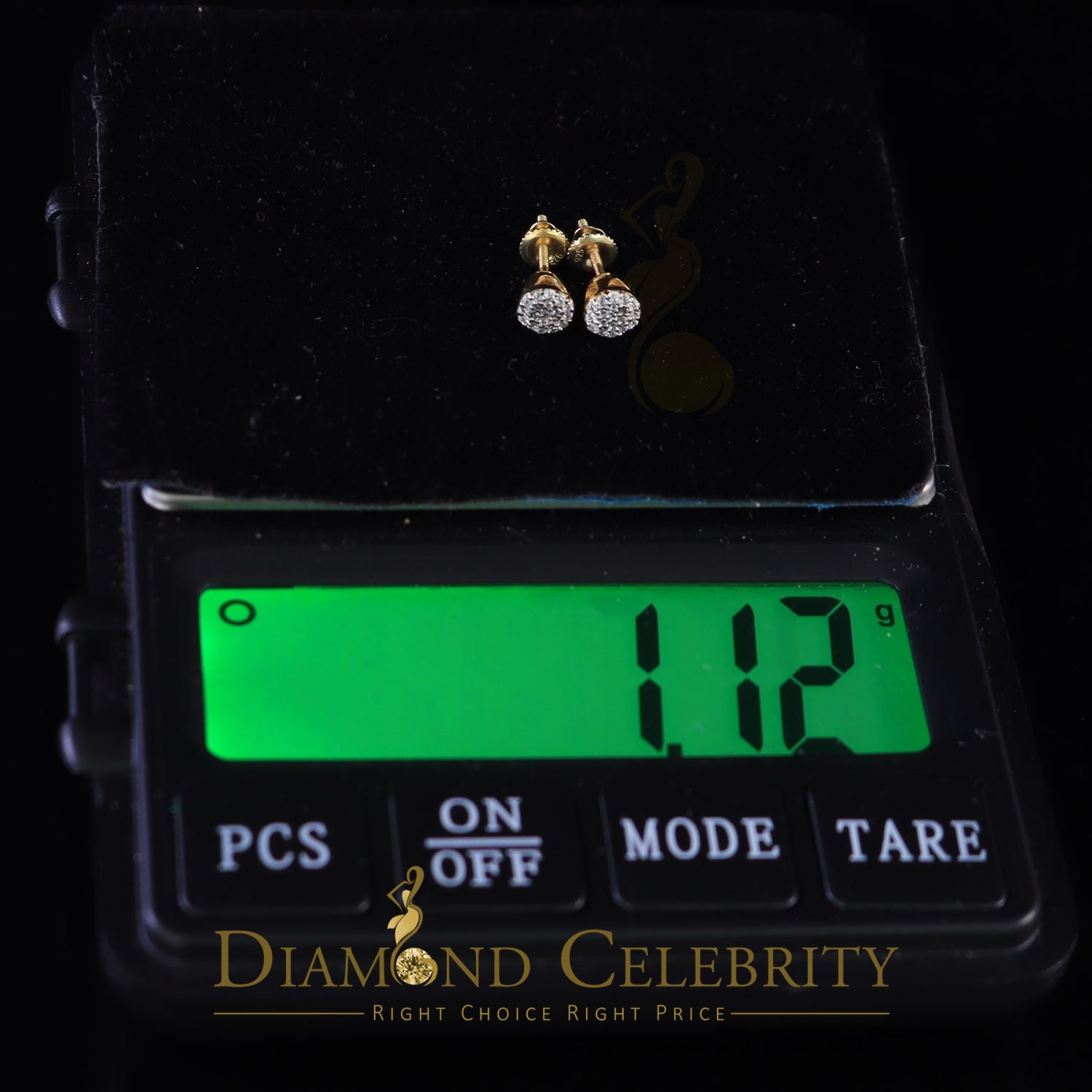 DiamondCelebritees  0.30ct Cubic Zirconia 925 Yellow Silver Aretes Para Hombre Women Round Earrings
