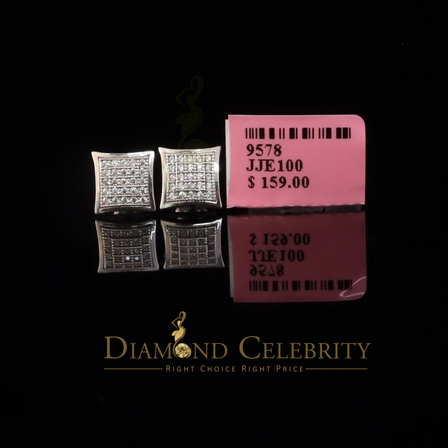 DiamondCelebritees  925 White Sterling Silver 2.44ct Cubic Zirconia Women's Hip Hop Kite Earrings